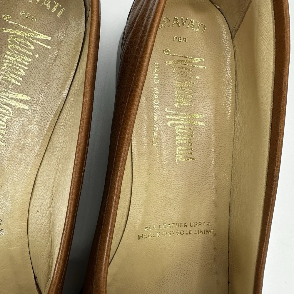 Gravati For Neiman Marcus Italian Brown Leather Penny Loafer Slip On Shoe 10.5 M